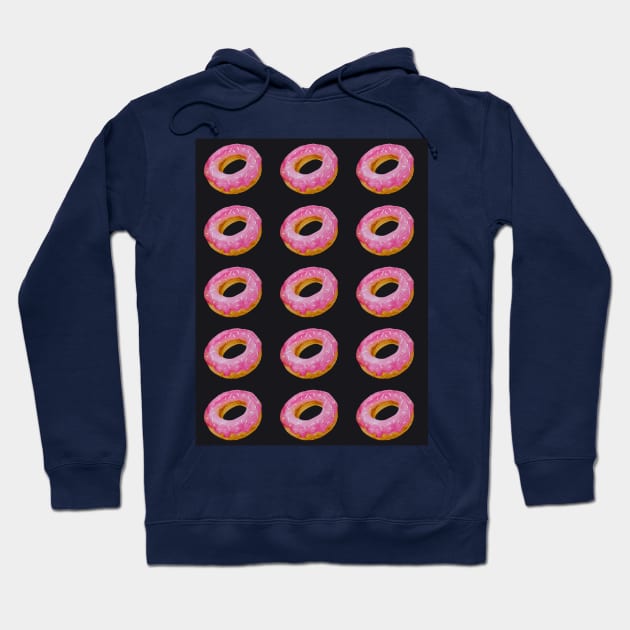 Watercolor donuts pattern - pink and black background Hoodie by wackapacka